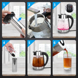 Aigostar Electric Kettle, Tea Kettle with Temperature Control and Tea Infuser, 1500W Hot Water Kettle, Auto Shut-Off, 1.7L