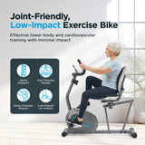 JLL Recumbent Exercise Bike, Quiet Smart Stationary Cardio Machine for Home Gym, Low-Impact Seated Workout with 8 Levels of Magnetic Resistance & Free Smart Fitness App