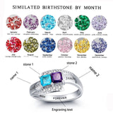 Oseew Mothers rings with 2 birthstones 14k gold mothers ring 2 birthstones real white gold personalized mothers ring 18k gold Mother daughter Ring 10k Gold