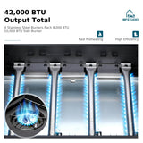 MFSTUDIO 4 Burner Stainless Steel BBQ Gas Grill with Side Burner, Blue