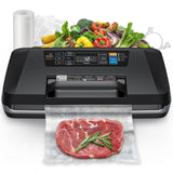 Vacuum Sealer Machine with 95KPa Suction – Full Automatic Commercial Grade Sealer for Wet/Dry Food, Built-in Cutter, Complete Kit with 1 Roll & 10 Bags – 230W Double Seal Strip