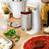 Electric Can Opener, Auto-Turn, Knife Sharpener, Bottle Opener, Easy-Clean, Corded, One-Touch, Stainless Steel Blade (White Icing)
