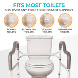 Stander Wonder Toilet Safety Rails for Seniors, Adjustable Detachable Toilet Frame with Padded Handles for Elderly Adults, Foldable Handicap Support Rail with Footrest, Fits Any Toilets