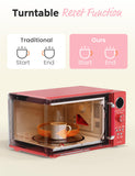 COMFEE' Retro Microwave Oven, Small Microwave with 6 Auto Menus, 0.9 cu.ft Countertop Compact Microwave with Multi-stage Cooking, Mute Function, LED digital, Red/900W, CMO-MMP02AA(RD)
