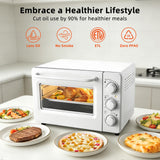 Novaspark Air Fryer Toaster Oven Combo, Retro Convection Oven Countertop,19QT Small Toaster Oven, 4-slices or 9" Pizza,Bake,Toast,Broil, Air Fry, Rapid Heating Mini Conventional Oven, Non-Stick, White