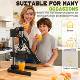 Cast Iron Manual Juicer – Heavy-Duty Hand Press Orange & Lemon Squeezer, Commercial Grade Hand Juicer Press (Black)