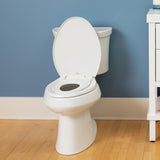 Little2Big Toilet Seat with Built-In Toddler Potty Training Seat, Slow Close, Easy to Install, Made in USA, ELONGATED, White