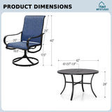 MFSTUDIO 5 Pcs Patio Table and Chairs Set, 42'' Round Metal Table