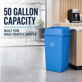 Getzi 10 Pack Black 50 Gallon Heavy Duty Garbage Cans with Lids, Large-Capacity Square Commercial Waste Containers with Integrated Handles for Indoor Outdoor Facility and Industrial Use