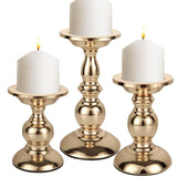CYEAH 3 Pcs Candle Holders for Pillar Candles, Gold Candlestick Ideal for 3" Pillar Candles, Candlestick Holders Stand Centerpieces Decoration for Wedding, Party, Home, Spa, Reiki, Votive Candle