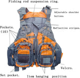 Multifunctional Kayak Life Jackets for Adults - Fishing, Multi Pocket Portable Detachable Clothing with Floating Material Breathable Life-Saving Rock Fishing (Grey)