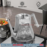 GURUDAR 68OZ/2000ML Stainless Steel Teapot with Removable Infuser, Stovetop Safe Tea Maker Water Kettle for Loose Leaf & Tea Bags, Silver