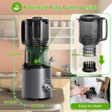 Budsom Cold Press Juicer Machine: 300W Slow Masticating Juicer for Whole Fruits & Vegetables, 5.3" Wide Feed Chute, High Juice Yield