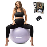 BABYGO Birthing Ball - Pregnancy Yoga Labor & Exercise Ball & Book Set Trimester Targeting, Maternity Physio, Birth & Recovery Plan Included Anti Burst Eco Friendly (Lavender, 75cm - Electric)