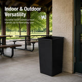 Getzi 5 Pack Black 50 Gallon Square Commercial Trash Can, Heavy Duty Resin Waste Bin, Large-Capacity Indoor Outdoor Garbage Container for Restaurant, Office