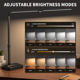 SIBRILLE LED Desk Lamp, Ultra Wide Computer Light, Dimmable Desk Light with USB Fast Charger, Adjustable Foldable Eye Caring Office Desk Lamp for Monitor Work Gaming Home Study