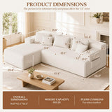 96.8" Boneless Couch Cloud Modular Sectional Sofa with L Shaped Chaise, Modern Comfy Corduroy Upholstered Deep Seat Couches Lounge with 5 Pillows for Living Room Bedroom (Beige, Left Facing Chaise)