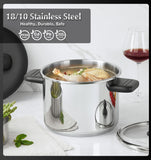 KOCH SYSTEME CS Stainless Steel Pressure Cooker 6.3QT, Olla de Presion, 3-in-1 Pressur Cookers, Easy One-Press Lock Button, Induction Compatible, with Glass Lid & Steamer
