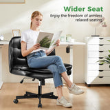 GTPLAYER Criss Cross Legged Office Chair with Wheels, Extra Wide Armless Comfy Desk Chair for Home Bedroom