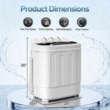 SUPER DEAL Compact Mini Twin Tub Washing Machine 13lbs Capacity Portable Washer Wash and Spin Cycle Combo, Built-in Gravity Drain for Camping, Apartments, Dorms, College, RV’s and Small Spaces