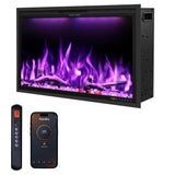 40" WiFi Electric Fireplace Insert, Ultra-Narrow Bezel Fireplace Heater with APP Control, 3 Top Light Colors, 13 Flame & Fuel Bed Colors, 9H Timer, Recessed/Wall Mounted, 750/1500W, Black