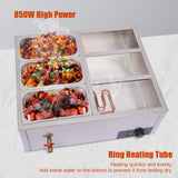 Bain Marie Electric Food Warmer, 850W 6-Pan Commercial Countertop Steamer Stainless Steel Bain Marie Steam Table Steamer for Catering and Restaurants US Stock (6-pan)