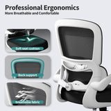 Office Chair - Ergonomic Desk Chair with Adjustable Lumbar Support (White+Black)