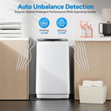 OLIXIS Portable Washing Machine, 7.7 lbs Full-Automatic Compact Laundry Washer, Stainless Steel Drum, 10 Wash Cycles, Auto-Balance Detection, LED Display, Mini Washer for Home, Apartment, Dorm, White