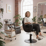 EITPETPORT Black Salon Barber Chair, Reclining Salon Chair for Hair Stylist for Home, Barber Chair with Hydraulic Pump, 360° Swivel, Beauty Hairdresser Chair Equipment for Spa, Tattoo and Shampoo