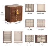 Homruilink Black Walnut Wooden Jewelry Box, Wood Jewelry Organizer with 2 Side Doors Mirror Lockable Classical Style for Watch Necklace Ring Earring Storage Gifts-6 Layer