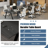 4-Person Cubicle Workstation Desk with Cable Grommet, 94.5 L×47.2 W×29.5 H Inches Large Modular Office Desk with Detachable Panel