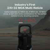 OSIGHT XR Enclosed Red Dot Sight, 2/6 & 32 MOA Multi-Reticle