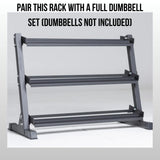 Rep Fitness Dumbbell Rack | 3-Tier Compact Holder | Fits Sets 5-50 lb | Weight Storage Stand | Rubber Hex Organizer | Free Weights Shelf | Heavy Duty Steel Frame | Gym Equipment for Home (Matte Black)