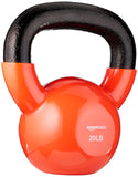 Amazon Basics Vinyl Coated Cast Iron Kettlebell for Strength Training, 20 Pounds, Textured Wide Handle, Orange