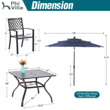 PHI VILLA 4 Pcs Outdoor Dining Set, Square Metal Table&10ft Umbrella
