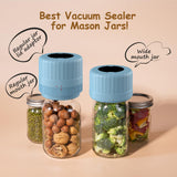 HTPOW Electric Mason Jar Vacuum Sealer - Fully Automatic Mason Jar Vacuum Sealer Kit for All Mason Jars with Regular Lids and Wide Mouth Lids, A Must-Have Tool for Canned Foods/Pantry - Blue
