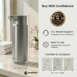 GentleJet CrystalJet Automatic Liquid Soap Dispenser – Touchless Sensor, Stainless Steel, USB-C Rechargeable, Waterproof Kitchen & Bathroom Countertop Soap Dispenser, 300 ml