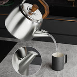 Tea Kettle Stovetop, Modern Food Grade 316 Stainless Steel Whistling 4.2QT Tea Pot, with Wood Anti-Hot Folding Handle for Gas Stoves Induction Cookers