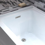 WOODBRIDGE 60" Acrylic Rectangular Alcove Soaking Bathtub in White with Left Drain, Chrome pop-up Drain Included, LB428-L