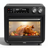 SMIRLY Digital Air Fryer Toaster Oven Combo, 27QT Convection Countertop Oven, 10-in-1 Multi-Function Fits 12" Pizza & 6 Slices of Toast, Stainless Steel, Black