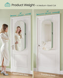 SONGMICS Jewelry Organizer, LED Jewelry Cabinet Wall/Door Mounted, Lockable Rounded Wide Mirror with Storage, Interior Mirror, 3.9 x 16.5 x 42.5 Inches, Laurel Green Surface with Cream White Lining