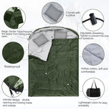Tranqun 2 Pack Double Sleeping Bag for Adults, Queen Size Two Person Camping Sleeping Bag with Pillow Waterproof 3 Season Cotton Fabric for Hiking Backpacking Warm & Cold Weather(Army Green)