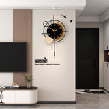 YIJIDECOR Wall Clock for Living Room Decor Decorative Wall Clock with Pendulum Silent Quartz Battery Operated Black Metal Large Clock for Dining Room,Kitchen,Home,Bathroom,Bedroom,13.8x21.3 in