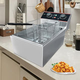 11.5QT Commercial Deep Fryer，Stainless Steel Countertop Electric Deep Fryer with Basket, Easy to Clean,1500W