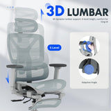 FLEXISPOT ErgoX Premium Ergonomic Office Chair with Footrest- Adjustable 3D Armrests, Dynamic Lumbar Support, Recline & Tilt Function,Blue