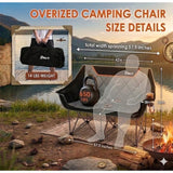 EMERIT Oversized Fully Padded Camping Chair, Heavy Duty 650LB Folding Camping Loveseat, Quad Fold Double Camping Couch with Cup Holders & Carry Bag for Outdoor, Lawn, Sports Events Black