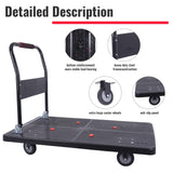 Foldable Platform Truck Dolly with Swivel Wheels, Heavy Duty Moving Platform Hand Truck, Moving Flatbed Cart Push Cart Platform Dolly Cart for Groceries