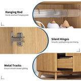 Garvee 71" Armoire Wardrobe Closet, Modern Wooden Bedroom Armoire with 2 Drawers & 2 Doors and Adjustable Shelves，Clothing Storage Cabinet with Aluminum Hanging Rod, Locker