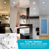 LUXRITE 16 Pack 4 Inch Square Recessed LED Can Lights, CCT Color Temperature Selectable 2700K | 3000K | 3500K | 4000K | 5000K, Dimmable Recessed Lights, 750 Lumens, CRI 90, Energy Star, Wet Rated