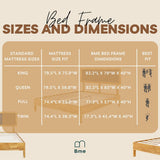 Bme Nipe 14 Inch Bohemian Bed Frame with Adjustable Woven Headboard - Rustic & Vintage Unique Style with Acacia Wood - No Box Spring Needed - Easy Assembly - Full, Natural